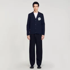 Homme SANDRO Cardigan En Maille Jacquard Fleur