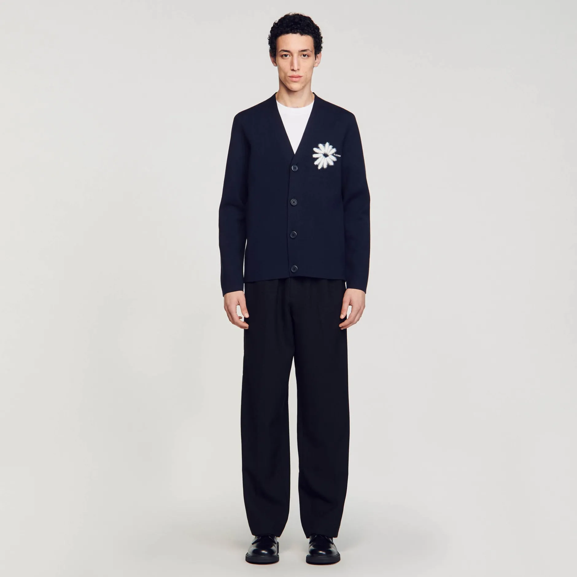 Homme SANDRO Cardigan En Maille Jacquard Fleur