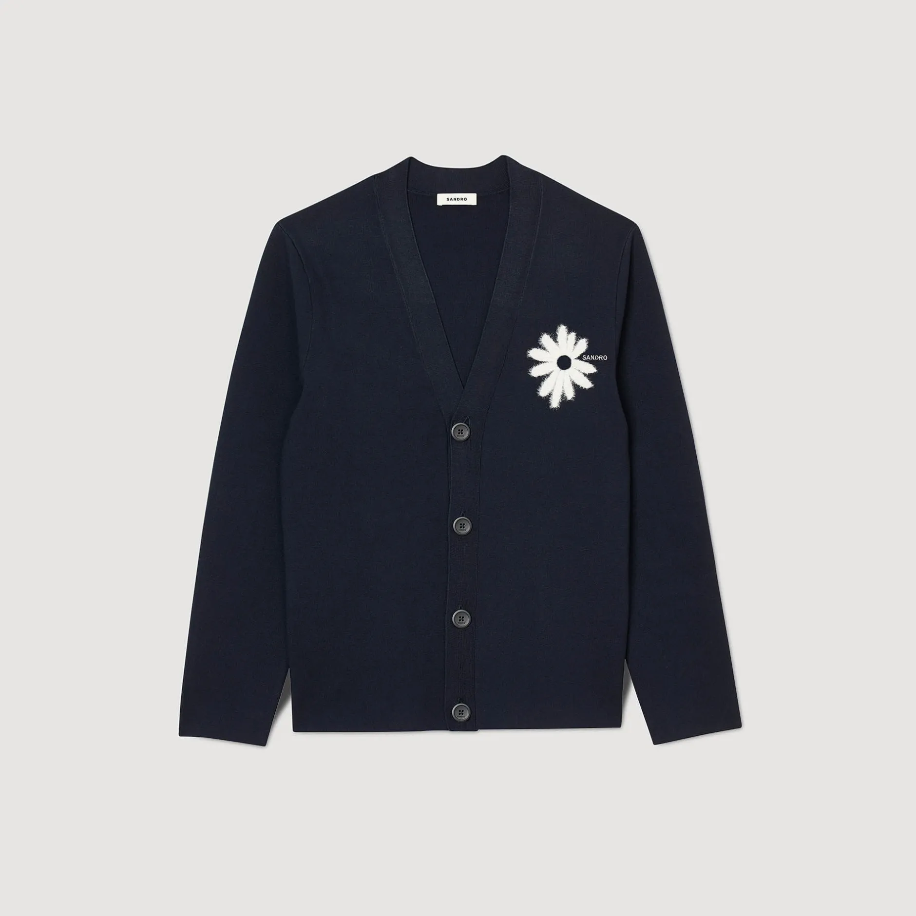 Homme SANDRO Cardigan En Maille Jacquard Fleur