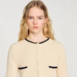 Femme SANDRO Cardigan En Maille Pointelle