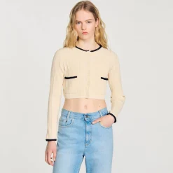 Femme SANDRO Cardigan En Maille Pointelle