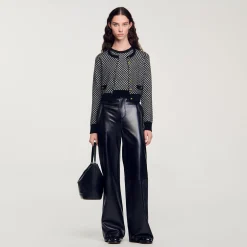 Femme SANDRO Cardigan Jacquard Carreaux
