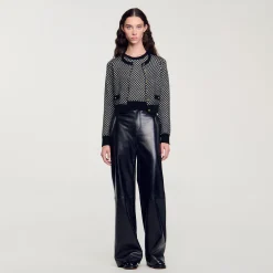 Femme SANDRO Cardigan Jacquard Carreaux