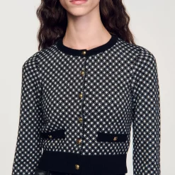 Femme SANDRO Cardigan Jacquard Carreaux