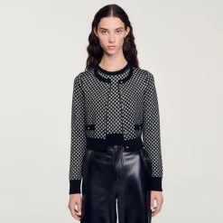 Femme SANDRO Cardigan Jacquard Carreaux