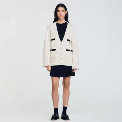 Femme SANDRO Cardigan Long En Laine