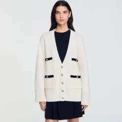 Femme SANDRO Cardigan Long En Laine