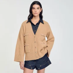 Femme SANDRO Cardigan Long En Laine