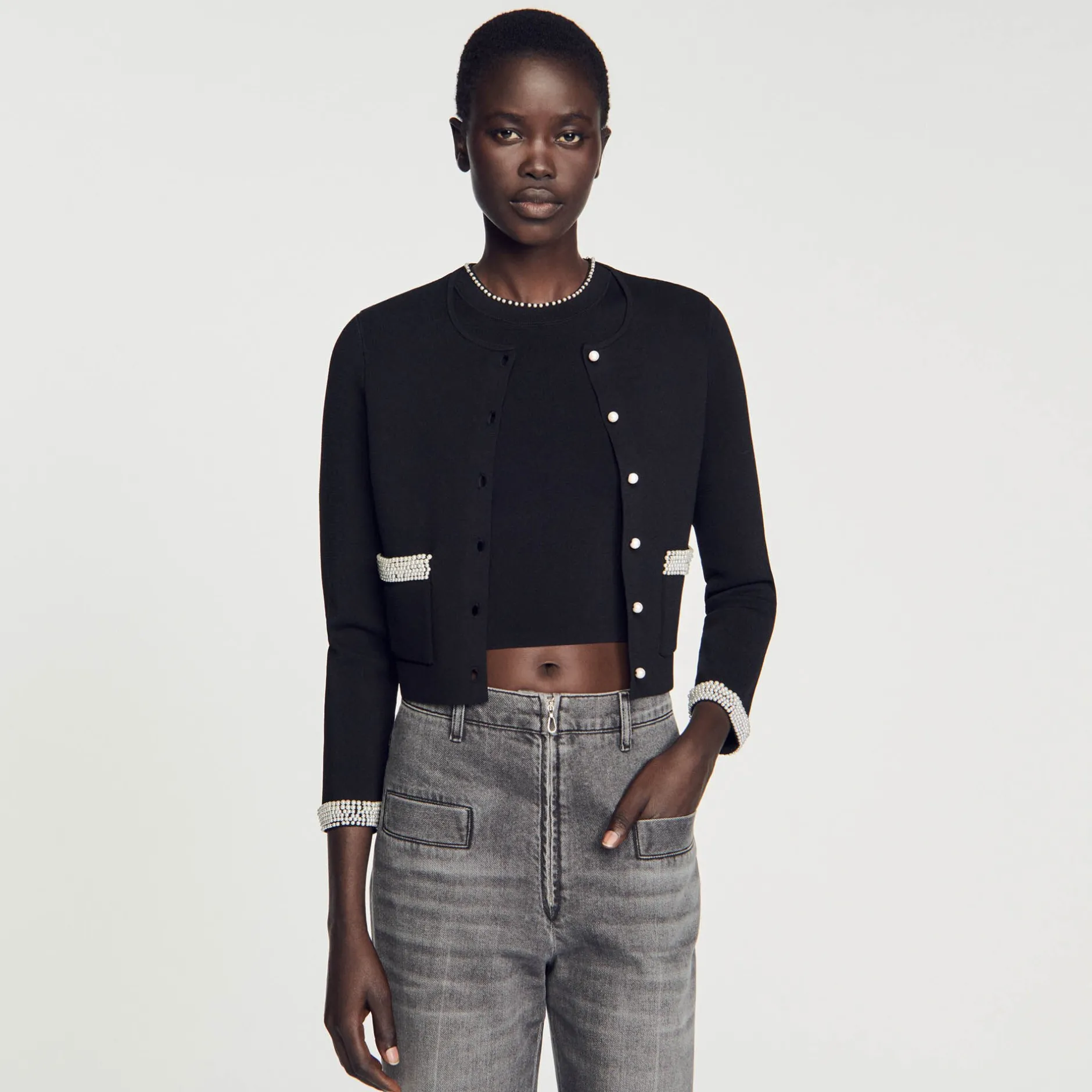 Femme SANDRO Cardigan Orné De Perles