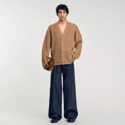 Homme SANDRO Cardigan Oversize à Côtes