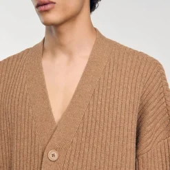 Homme SANDRO Cardigan Oversize à Côtes