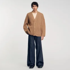Homme SANDRO Cardigan Oversize à Côtes