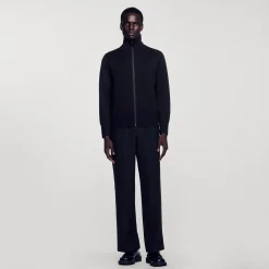 Homme SANDRO Cardigan Zippé En Laine