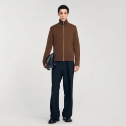 Homme SANDRO Cardigan Zippé En Laine