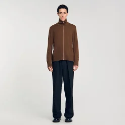 Homme SANDRO Cardigan Zippé En Laine