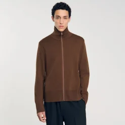 Homme SANDRO Cardigan Zippé En Laine