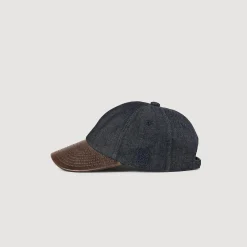 Femme SANDRO Casquette En Denim Et Cuir