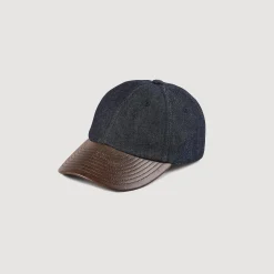 Femme SANDRO Casquette En Denim Et Cuir