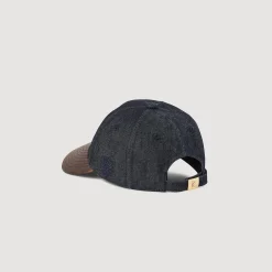 Femme SANDRO Casquette En Denim Et Cuir