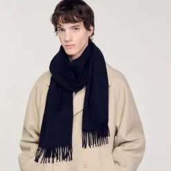 Homme SANDRO Écharpe En Laine Et Cachemire