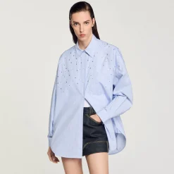 Femme SANDRO Chemise à Carreaux Ornée De Studs