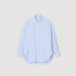 Femme SANDRO Chemise à Carreaux Ornée De Studs