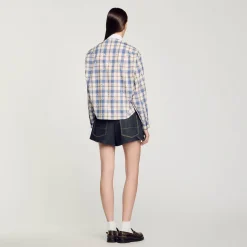 Femme SANDRO Chemise à Carreaux Strassée