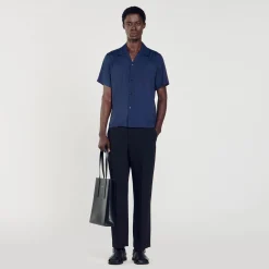 Homme SANDRO Chemise à Col Requin