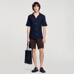 Homme SANDRO Chemise à Col Requin