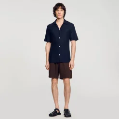 Homme SANDRO Chemise à Col Requin