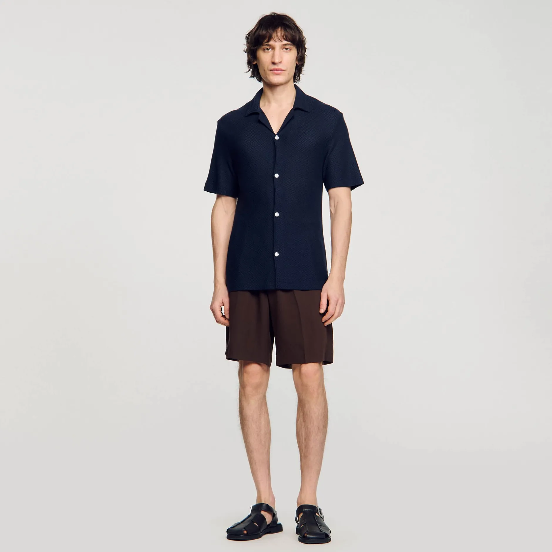 Homme SANDRO Chemise à Col Requin