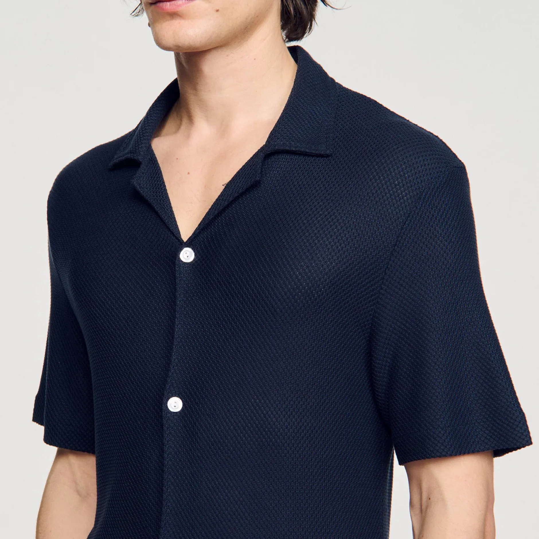 Homme SANDRO Chemise à Col Requin