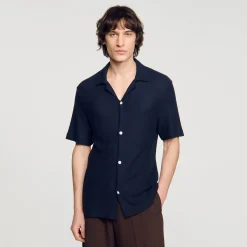 Homme SANDRO Chemise à Col Requin
