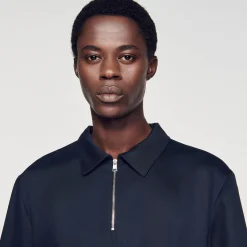 Homme SANDRO Chemise à Col Zippé
