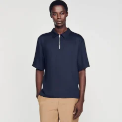Homme SANDRO Chemise à Col Zippé