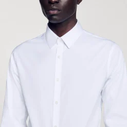 Homme SANDRO Chemise Ajustée En Coton Stretch