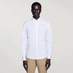 Homme SANDRO Chemise Ajustée En Coton Stretch