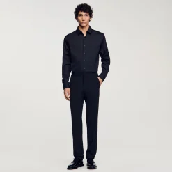 Homme SANDRO Chemise Ajustée En Coton Stretch