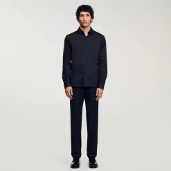 Homme SANDRO Chemise Ajustée En Coton Stretch