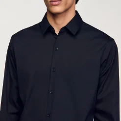 Homme SANDRO Chemise Ajustée En Coton Stretch