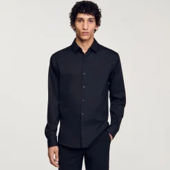 Homme SANDRO Chemise Ajustée En Coton Stretch