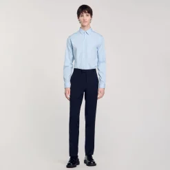 Homme SANDRO Chemise Ajustée En Coton Stretch