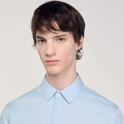 Homme SANDRO Chemise Ajustée En Coton Stretch