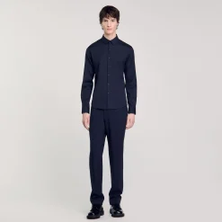 Homme SANDRO Chemise Ajustée En Coton Stretch