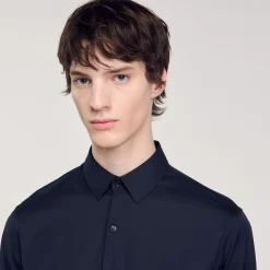 Homme SANDRO Chemise Ajustée En Coton Stretch