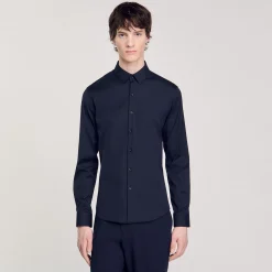 Homme SANDRO Chemise Ajustée En Coton Stretch