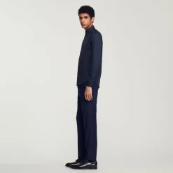 Homme SANDRO Chemise Ajustée En Coton Stretch