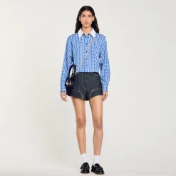 Femme SANDRO Chemise Courte à Carreaux