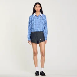 Femme SANDRO Chemise Courte à Carreaux