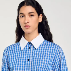 Femme SANDRO Chemise Courte à Carreaux